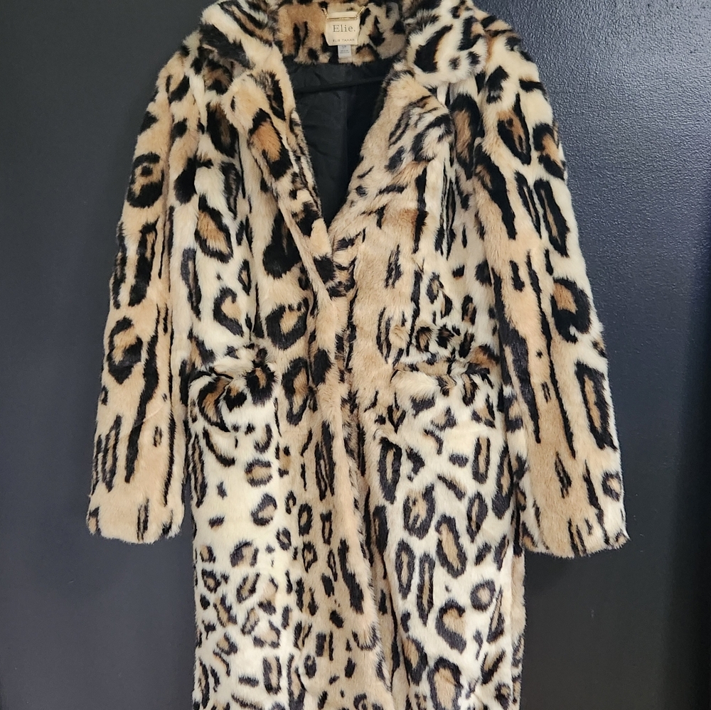 Elie Tahari animal print fur coat